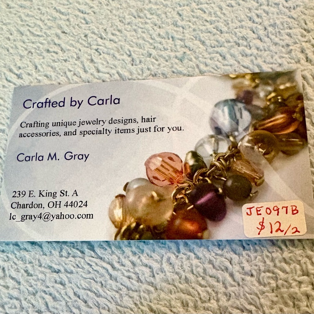 Earrings Pierced Handmade Unique Design Red Glass w/Black & Blue Glass w/Green - Picture 5 of 5